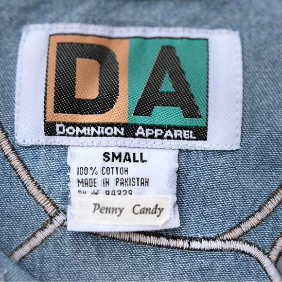 Vintage 90s Denim Maxi Jumper Patio Dress Women S Scottie Dogs Mrs Roper Romp - Picture 3 of 12